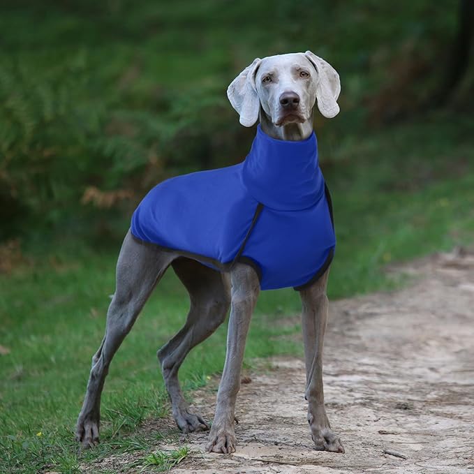 ROZKITCH Dog Sweater with Leash Hole, Warm Winter Coat Soft Pullover Pajamas Windproof Cold Weather Jacket Vest Cozy Jumpsuit Apparel Outfit Clothes for Walking Hiking Travel Sleep Blue 3XL