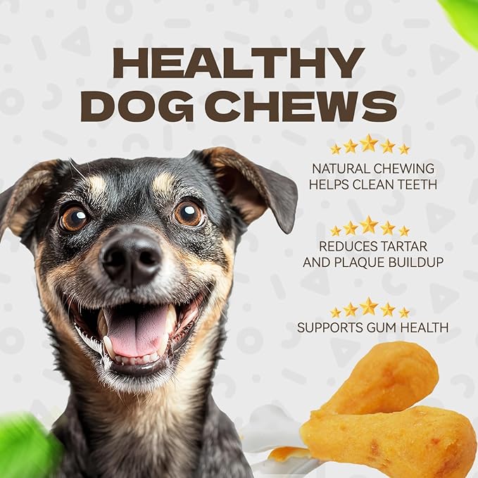 Dog Treats, Chicken Wrapped Calcium Bones Rawhide Free Dog Chews Long Lasting Chicken Training Treats Teeth Cleanning Chewy Snacks for Medium and Large Breed 10.54oz/19-20pcs