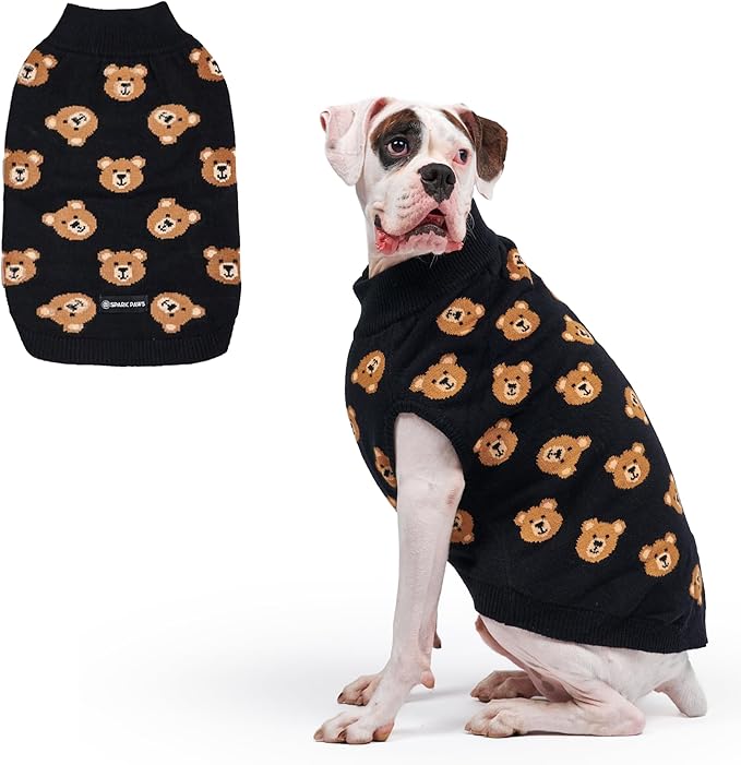 Spark Paws Knit Dog Sweater – Ultra Soft Warm Winter Dog Sweater for Small, Medium & Large Dogs – Stretch Fit Pet Sweater for French Bulldog, Pitbull, Girl & Boy Dogs Jacket, (Broken Teddy, 4XL)