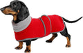 Geyecete Dachshund Sweaters for Dogs, Dachshund Coat Perfect Dog Winter Coat with Padded Fleece Lining and High Collar, Dog Snowsuit with Adjustable Bands - Red - M