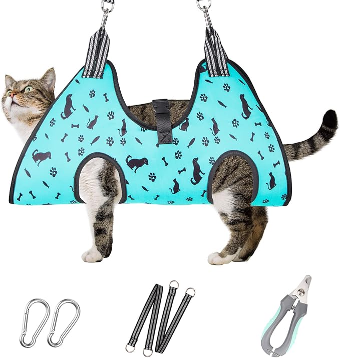 Dog&Cat Grooming Hammock - Pet Harness for Grooming Nail Trimming (XS 15lb), Dog Sling for Nail Clipping, Dog Hanging Holder for Cutting Nail with Nail Clippers