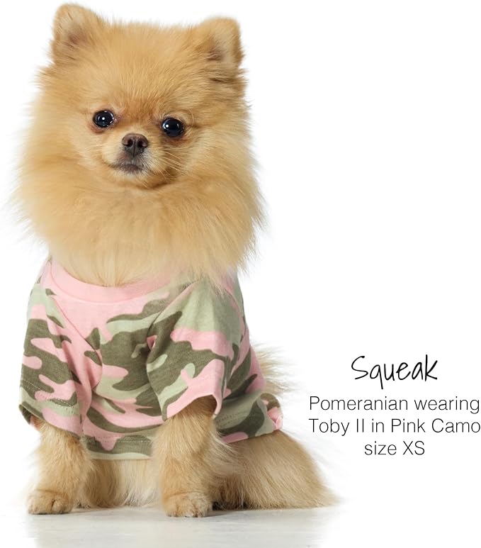Toby II - The Perfect Tee, 3 Pack Short Sleeve Pet T-Shirt 100% Organic Cotton Tees Clothes for Small, Medium, Large Dogs, Pink Camo, Medium