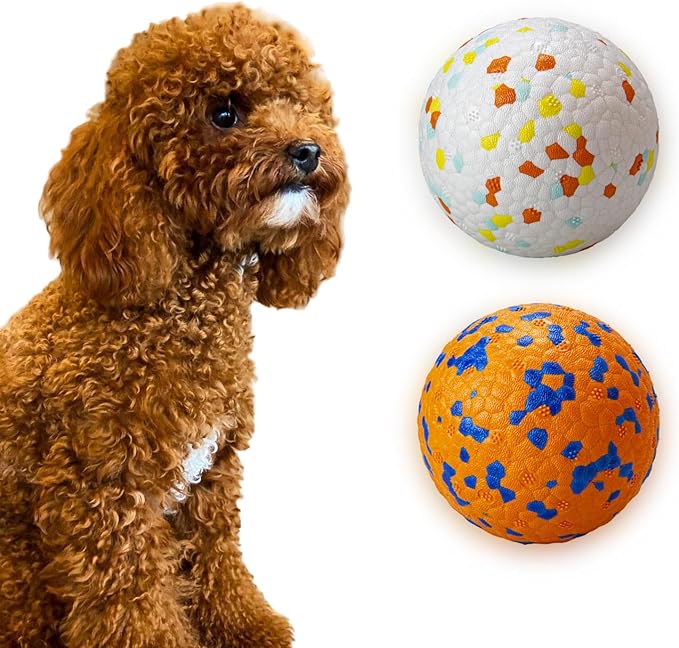 2Pcs Super Bouncy Dog Balls, Fun Indestructible Tennis Balls for Aggressive Chewers, Durable Floating Fetch Toys for Small Dogs with Lifetime Replacement