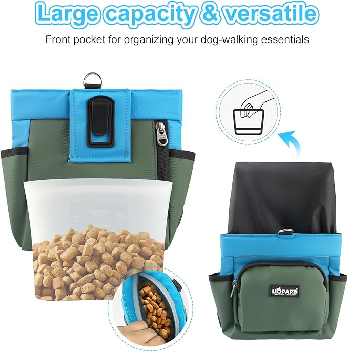LIOPARD Dog Treat Pouch, Training Bag for Pet Walking, Pet Treat Bag with Silicone Liner, Magnetic Closure with Clicker and Belt Clip, 4-Cup Dog Treats Pouch for Outdoor Training (yellow)