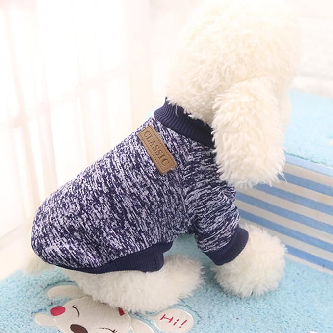 Idepet Pet Dog Classic Knitwear Sweater, Soft Fleece Coat for Small,Medium Dog,Warm Pet Dog Cat Clothes,Soft Puppy Customes 2 Color (S, Navy)