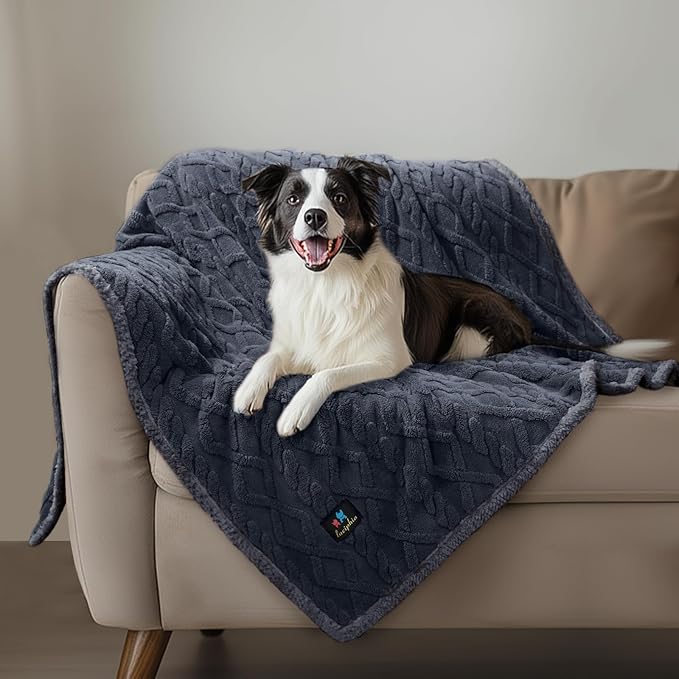 Waterproof Pet Blanket, Liquid Pee Proof Dog Blankets for Sofa Bed Couch, Reversible Sherpa Fleece Furniture Protector Cover for Small Medium Large Dogs Cats,Dark Grey Small（40" x 28"）