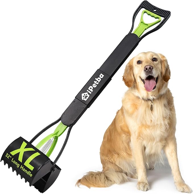 Large Dog Pooper Scooper for Yard - 32" Long Handle, No Bending, Grass-Friendly, Easy to Clean, Durable & Sturdy