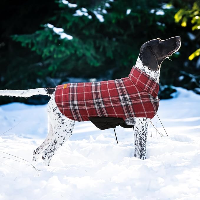 Kuoser Warm Dog Coat, Waterproof Dog Jacket for Extra Large Dogs, Adjustable Durable XXXL Doggie Winter Coat Reversible Puppy Cold Weather Apparel for Large Breed, Red 3XL