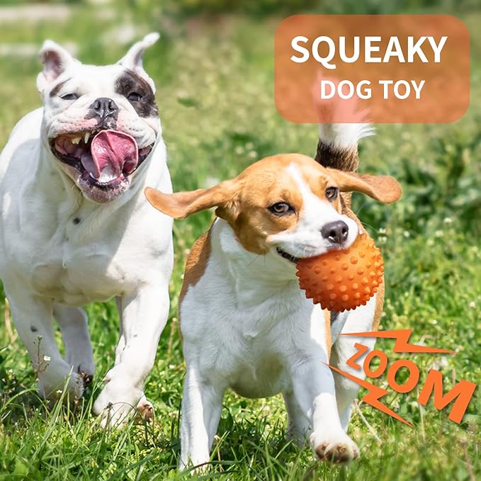 Apasiri Dog Balls for Aggressive Chewers, Dog Toys for Aggressive Chewers, Squeaky Balls for Dogs, Floatable Dog Toys for Aggressive Chewer Large Breed Peanut Butter 2 Pack