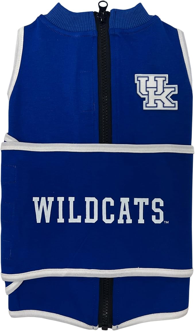NCAA Kentucky Wildcats Dog Anxiety Shirt Calming Soothing Vest for Dogs Cats with Anxiety, Fears, Fireworks, Loud Noises, Dark, Lonely Keeps Dogs Calm & Feeling Safe, Relaxing Jacket, Medium