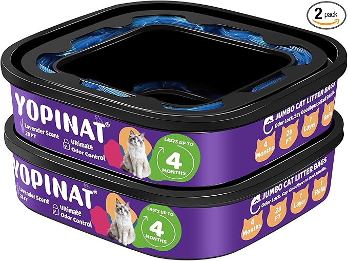 Jumbo Square Refill Bags 2 Pack – Lasts Up to 8 Months – Plant Scented Dog Poop Bags for Dogs – Pet Waste Refills for Odor Control – Fits Pet Genie Dog Waste Disposal System & Litter Genie Pails
