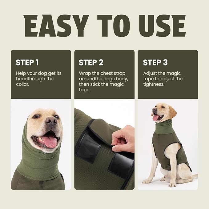 Dog Anxiety Vest and Coat, Skin-Friendly Anxiety Calming Hoodie with Ear Wrap, Dog Jacket for Thunder, Fireworks, Travel, Vet Visits and Separation - Keep Pet Calm Without Medicine & Training