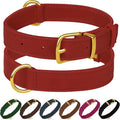 Leather Dog Collar - Heavy Duty Adjustable Soft Padded Pet Collars for Small Medium Large Dogs Breed - Black Green Brown Pink Red Blue (Red, S, 9"-12" Neck Fit)