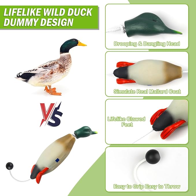 Archerest Dead Duck Dove Pheasant Dummy Bumper Toys for Waterfowl Hunting Retriever Dog Training, Floating Mallard Dummy Trainer Outdoor Soft Durable Realistic Fowl