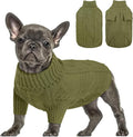 Queenmore Small Dog Pullover Sweater, Cold Weather Cable Knitwear, Classic Turtleneck Thick Warm Clothes for Chihuahua, Bulldog, Dachshund, Pugl,OliveGreen,XXL