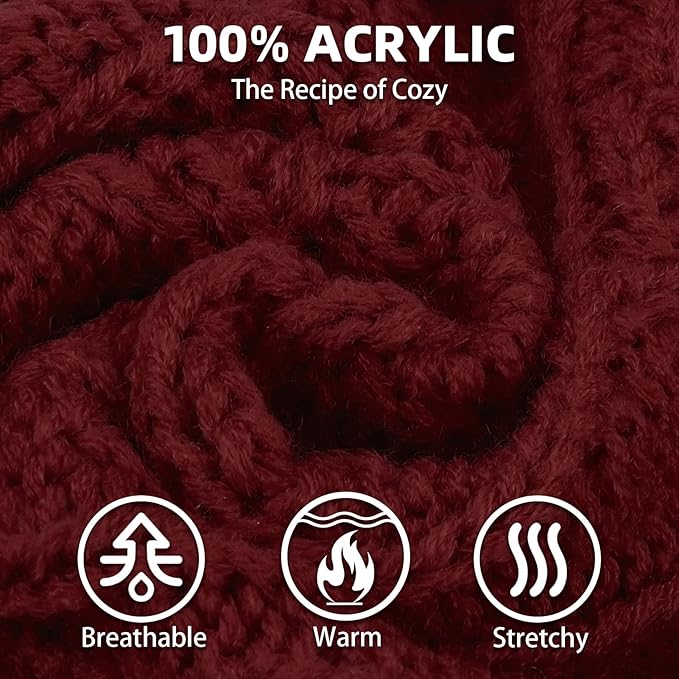 PUPTECK Dog Sweater, Turtleneck Warm Knitted Pullover Coat, Thick Cable Knitwear Clothes in Winter, Pet Apparel Outfits for Large Dogs, for Cold Weather Indoor & Outdoor, Deep Red ML
