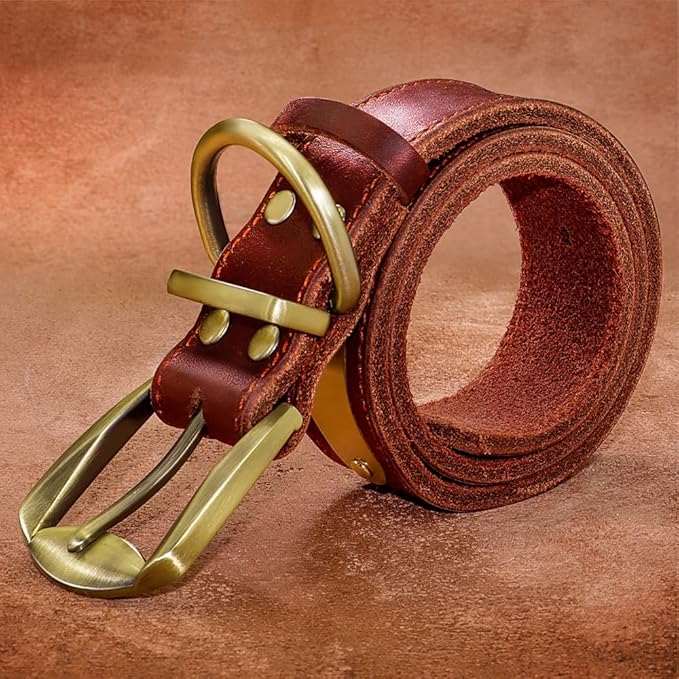 Didog Genuine Leather Dog Collars with Engraved Nameplate, Personalized Soft Leather Dog Collar with Custom ID Tag, Brown/Green/Red for Medium Large Dogs (L,Red)