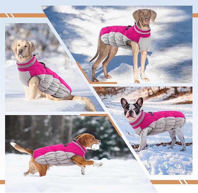 Dog Winter Jacket Cozy Reflective Waterproof Windproof Warm Pet Garment,Comfortable Cold Weather Fleece Apparel Outfits with Zipper Closure for Small Medium Large Dogs Puppy Walking,XXX-Large