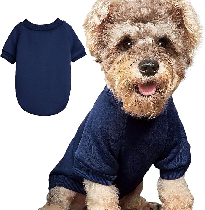Puppy Sweater for Small Dogs Clothes Warm Winter Cat Clothe Pet Sweatshirt Knitwear Doggie Kitten Clothing (XX-Small, Navy)