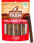 Natural Farm Chicken Stuffed Collagen Sticks with Real Chicken for Dogs (6 Inch, 5-Pack), Rawhide-Free Collagen Sticks, Odor-Free Natural Dog Chews, Long Lasting, for Small, Medium and Large Dogs
