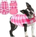 AOFITEE Dog Coat Plaid Dog Winter Coat for Small Dogs, Warm Dogs Jacket Christmas Sweater, Waterproof Pet Puffer Jacket, Reversible Pet Cold Weather Coats for Small Medium Large Pets, Pink S