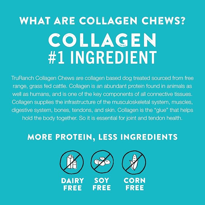 TRURANCH Collagen Rolls - 6" Collagen Rolls for Dogs - Long Lasting Healthy Joint Support - Rawhide Alternative - Skin & Coat Health - Made with Real Chicken, Value Pack, 3 Bags, 12 Count