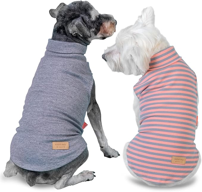 KYEESE 2Pack Dog Sweater Soft Dogs Clothes Warm Dachshund Clothes Turtleneck Pet Coats Stretchy Pet Sweatshirt Dog Sweaters for Small Dogs Girl Pullover Small Pets Sweaters
