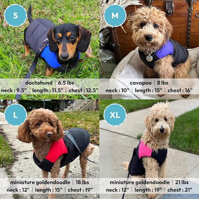 Gooby Padded Vest Dog Jacket - Purple, X-Small - Warm Zip Up Vest Fleece Jacket with Dual D Ring Leash Water Resistant for Small to Medium Dogs