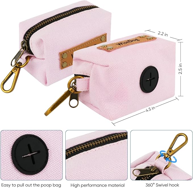 Wisedog Dog Collar and Leash Set, Waterproof Adjustable Puppy Collars with Cute Tag 6FT Dog Leash with Poop Bag for Small Medium Large Dogs (L, Pale Pinkish Purple)