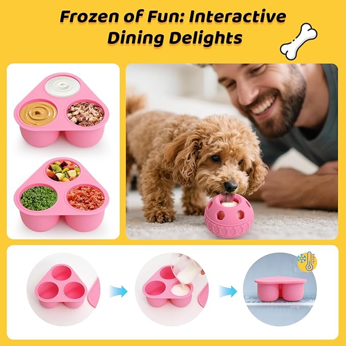 IFOYO Frozen Treat Dog Toy Ball for Small to Medium Dogs, Silicone Enrichment Dog Toys to Keep Them Busy, Reduce Anxiety, Puzzle Treat Dispensing Dogs Toys for Slow Food Training, Easy to Clean