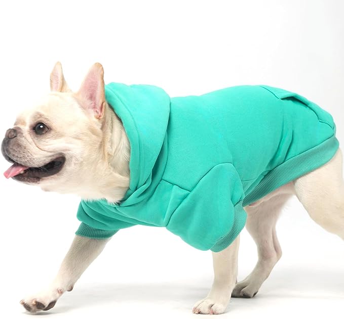KOOLTAIL Basic Dog Hoodie - Soft & Warm Dog Hoodie Sweater with Leash Hole and Pocket, Dog Winter Coat, Cold Weather Clothes Sweatshirt for Small Medium Large Dogs Puppy Cat Boys Girls Lake Blue XS