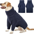 Queenmore Large Dog Sweater for Girl or Boy, Christmas Sweatshirt, Winter Puppy Knitwear, Pet Chunky Warm Coat for Small Medium Dogs, NavyBlue L
