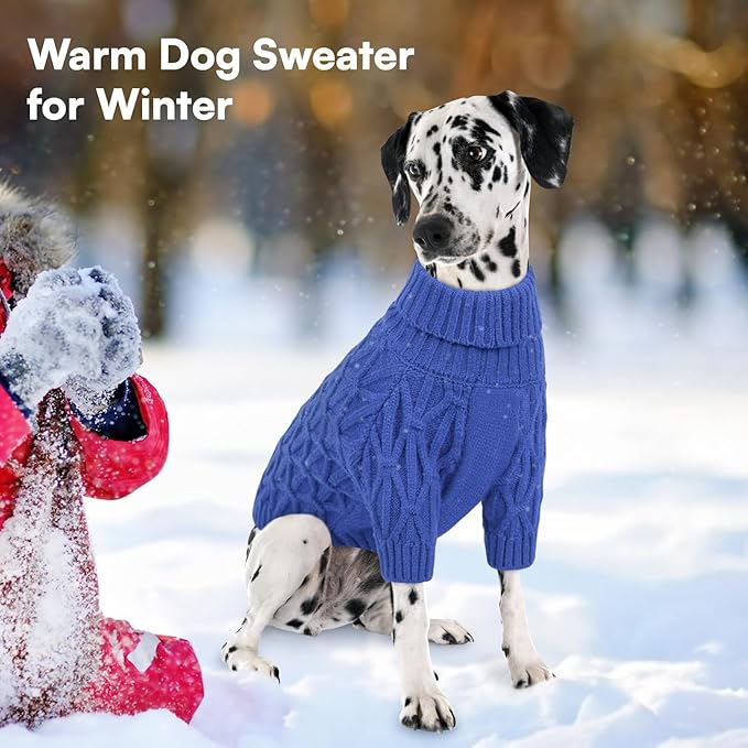 Queenmore Small Dog Sweater,Warm Pullover Dog Sweaters for Small Dogs Boys Girls,Soft Winter Doggie Sweaters,Thick Warm Dogs Clothes for Chihuahua,Dachshund,Yorkie(Royal Blue,S)
