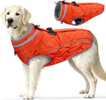 Dog Coat, Warm Dog Winter Coat for Large Dogs, Waterproof Jacket with Harness Built in, Reflective Turtleneck Cold Weather Coats with Zipper,Pet Fleece Vest Snow Jacket, Orange XL