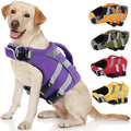 Kuoser Dog Life Jacket with Reflective Stripes, Adjustable High Visibility Doggie Water Vest Ripstop Puppy Lifesaver Pet Life Preserver for Small Medium and Large Dogs Puple XL