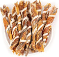 MON2SUN Dog Treats, Triple Flavor Jerky Twist Sticks, 5-7 Inch Chicken Duck and Codfish Sticks Chews for Small Dogs, Healthy Snacks, 10.58 oz (15 Count-Pack of 1)