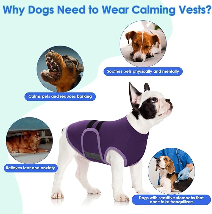 MIGOHI Dog Anxiety Relief Coat,Comfort Anxiety Vest for Dogs,Adjustable Dog Anxiety Calming Wrap for Fireworks,Thunderstorms,Travel, Separation, Anxiety Jacket for Large Dogs, XL,Purple