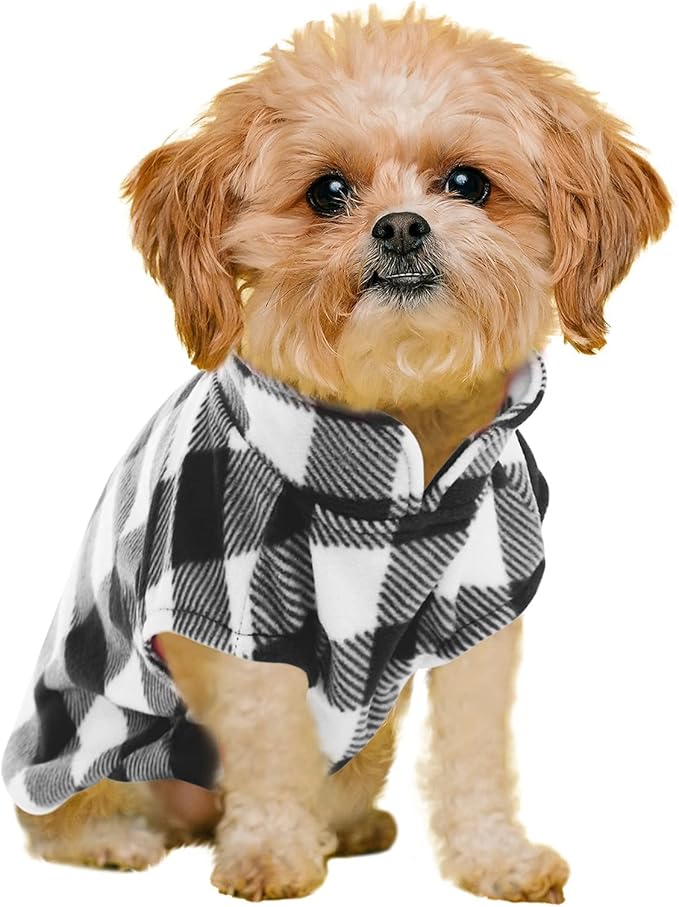 Kama Bridal Dog Spring Autumn Winter Coat Pullover Fleece Vest for Cats & Dogs - Thin Sweater, Black & White Plaid (L)