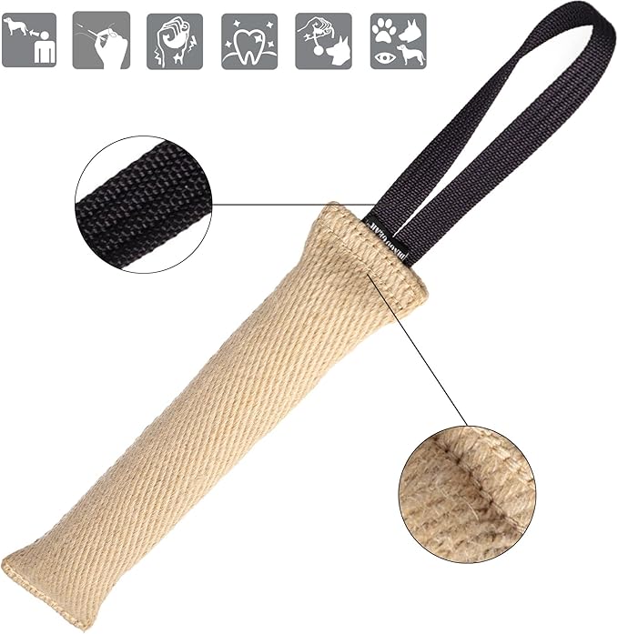 Dingo Gear Tug Toy for Dog Training Agility Tug of War, Jute Dog Bumper with one Handle, Dog Bite Pillow for Aggressive Chewers, 16" S00147