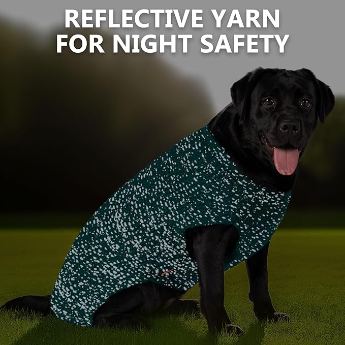 KYEESE Dog Christmas Sweater for Large Dogs with Leash Hole Warm Pullover with Reflective Yarn Male Thick Stretchy Knitwear Winter Soft Pet Coat boy Cold Weather Comfy Dog Sweaters, Green,XXX-Large