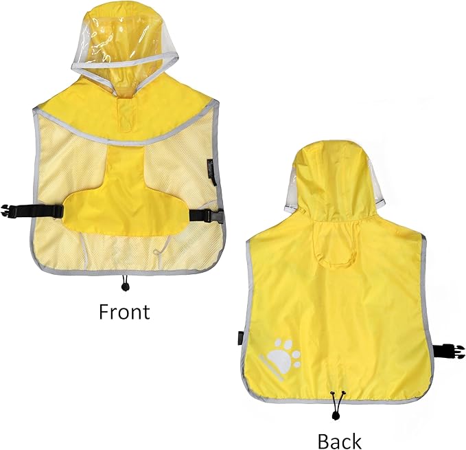 MAMORE Dog Raincoat Waterproof, Lightweight Adjustable Dog Rain Coat Hooded Poncho with Reflective Strip for Large Medium Small Dogs(Yellow, Medium)