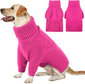 Queenmore Large Dog Sweater, Dog Sweaters for Large Dogs Girl or Boy, Large Dog Christmas Sweater, Winter Puppy Doggie Sweatshirt Knitwear, Pet Chunky Warm Coat for Small Medium Size Dogs, Fuchsia L