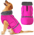 Dogcheer Warm Dog Coat, Christmas Dog Jacket Waterproof Puppy Winter Coat with Buckles, Reflective Adjustable Pet Snow Jacket Turtleneck Fleece Sweater for Small Medium Large Dogs - Pink, L