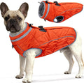 Dog Coat, Warm Dog Winter Coat for Small Dogs, Waterproof Jacket with Harness Built in, Reflective Turtleneck Cold Weather Coats with Zipper,Pet Fleece Vest Snow Jacket, Orange S