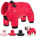 AOFITEE Dog Coat, Waterproof Dogs Jacket for Winter, Warm Fullbody Small Dog Snowsuit, Winter Coat for Small Dogs, Zip Up Pet Puffer Jacket Fleece Vest, Reflective Pet Snow Jackets, Christmas Red