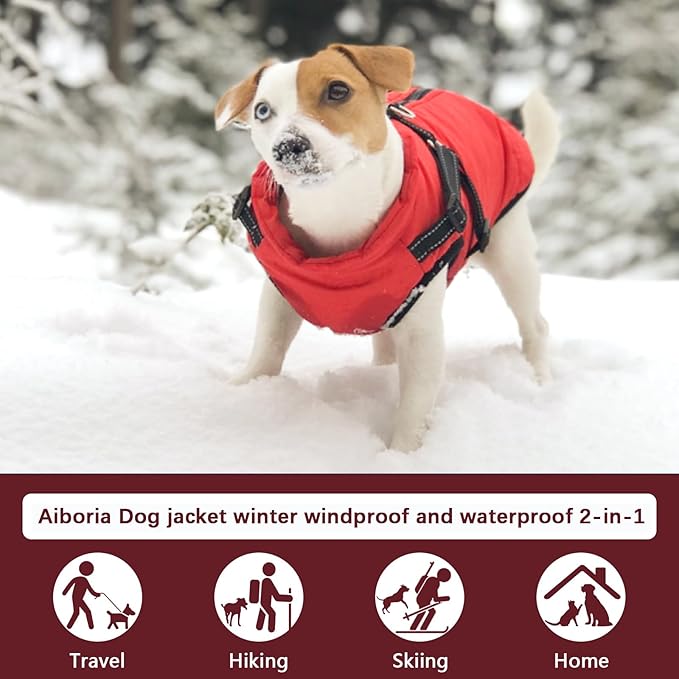 Aiboria Dog Jackets for Winter Windproof Waterproof 2 in 1 Outfit Cold Weather Coat Dog Vest Harness Puppy Winter Warm Jacket Large Blue 3XL