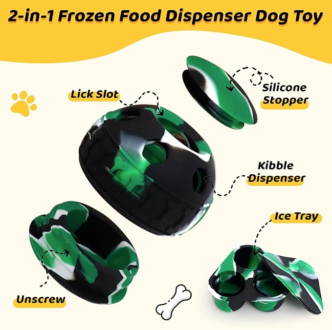 IFOYO Frozen Treat Dog Toy Ball for Small to Medium Dogs, Silicone Enrichment Dog Toys to Keep Them Busy, Reduce Anxiety, Puzzle Treat Dispensing Dogs Toys for Slow Food Training, Easy to Clean