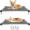 FXW TitanNest Chew-Proof Elevated Dog Bed, Raised Cot for Indoor/Outdoor/Camping Use, Durable & Washable Padded Pet Bed for Medium Dogs, 42.0" L x 27.0" W x 5.0" H, Gray