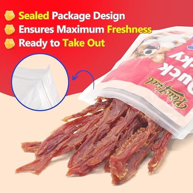 Dog Treats Duck Jerky Made of Real Duck Breast Meat, Rich in Taurine High Protein Low in Fat. Suitable Small Or Medium 、Large Dogs Training Rewards. Each Pack 14.11 Ounces.