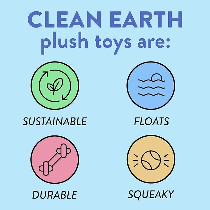 Spunky pup Clean Earth Plush Dog Toy with Squeaker - Recycled, Eco-Friendly, Floats for Beach, Lake, Pool - Llama